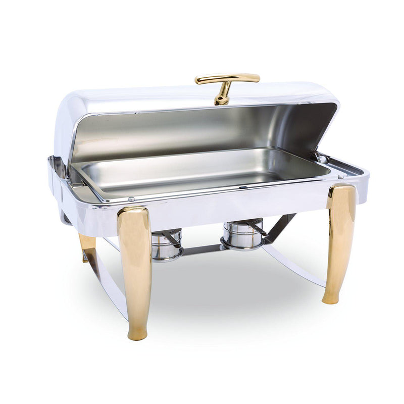 Full Size Roll-Top Chafer-Gold Accented - Chefwareessentials.com